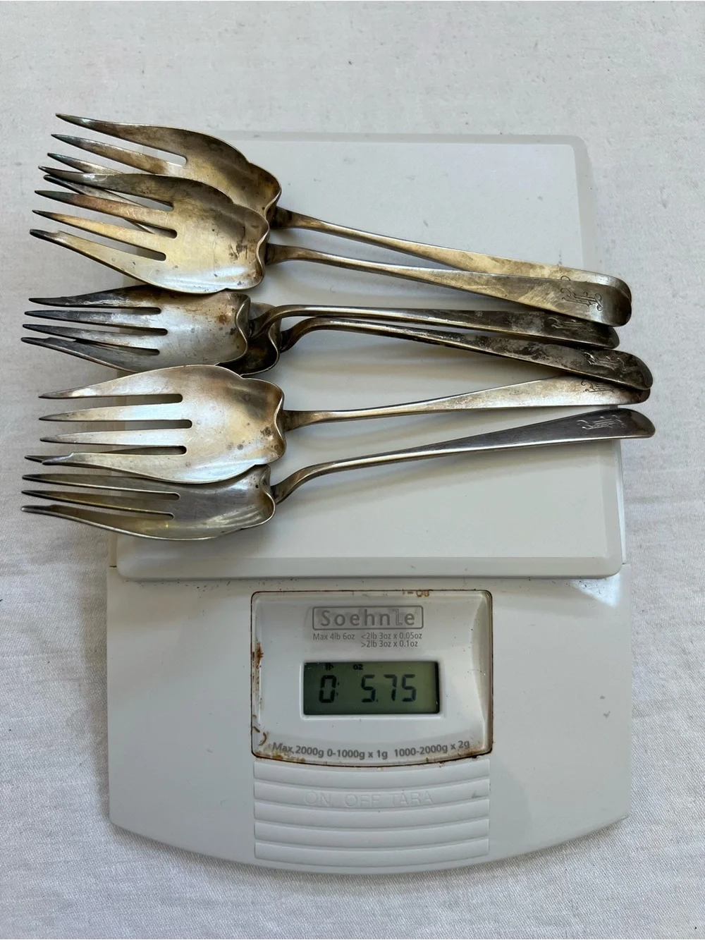 6 Dolly Madison Durgin Sterling Silver Salad Fork 6 1/2" Flatware Mono Tarnished - Picture 4 of 4